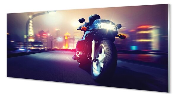 Tablouri pe sticlă Motociclete cer oraș