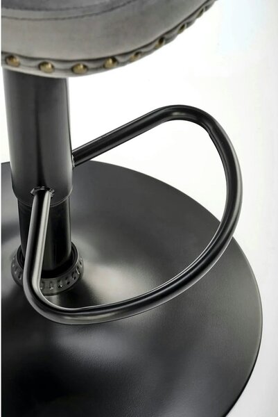 Scaun bar H117, gri/negru, stofa catifelata/otel, 47x52x96/118 cm