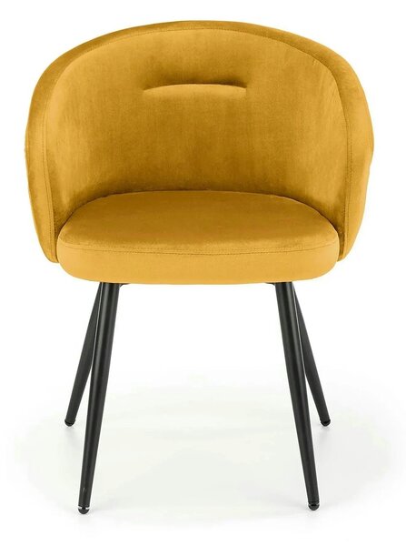 Scaun living galben K430, stofa catifelata/metal, 51x54x77 cm