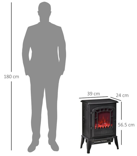 Semineu electric cu efect flacara cu temperatura reglabila, Aparat de incalzire, negru HOMCOM | Aosom Romania