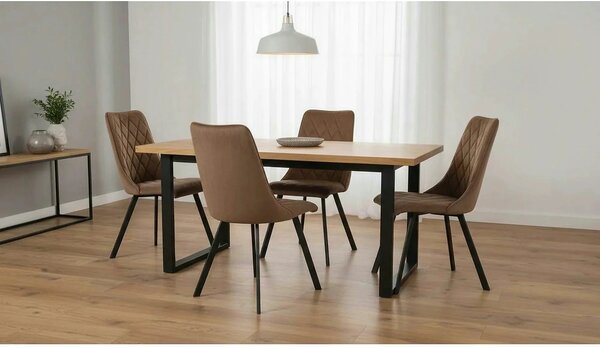 Scaun tapitat K450, bej, stofa catifelata, 44x58x85 cm