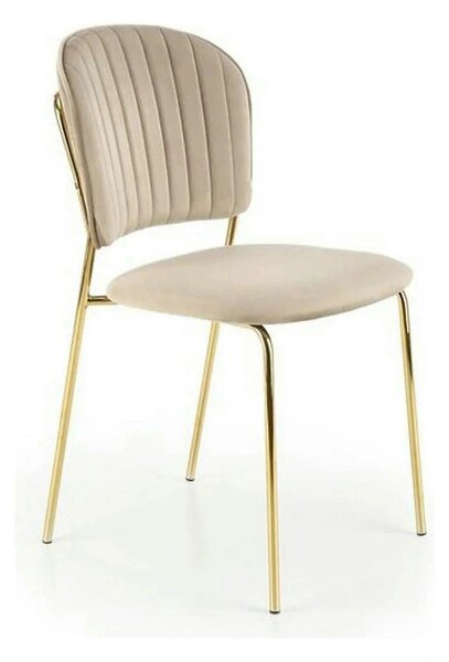 Scaun tapitat K499, bej/auriu, stofa catifelata, 47x56x85 cm