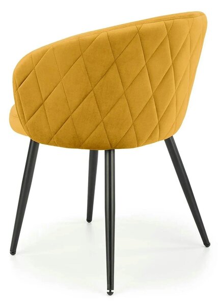Scaun living galben K430, stofa catifelata/metal, 51x54x77 cm
