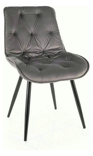 Scaun CHERRY II, gri/negru, stofa catifelata/metal, 53x43x88 cm