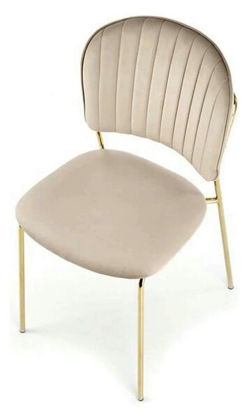 Scaun tapitat K499, bej/auriu, stofa catifelata, 47x56x85 cm