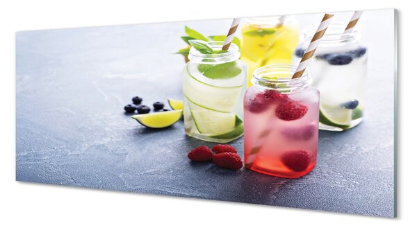Panouri de sticlă Cocktail de lamaie zmeura lime