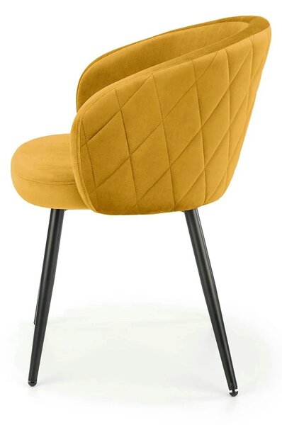 Scaun living galben K430, stofa catifelata/metal, 51x54x77 cm
