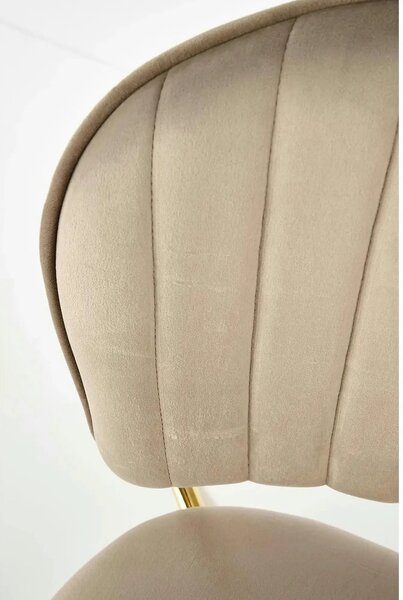 Scaun tapitat K499, bej/auriu, stofa catifelata, 47x56x85 cm