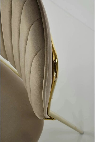 Scaun tapitat K499, bej/auriu, stofa catifelata, 47x56x85 cm