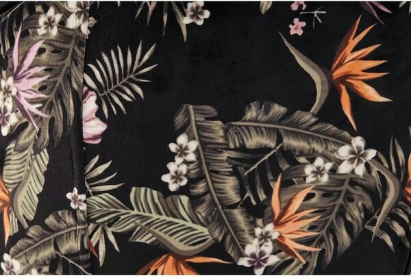 Scaun tapitat K506, negru, cu imprimeu floral, stofa catifelata, 55x60