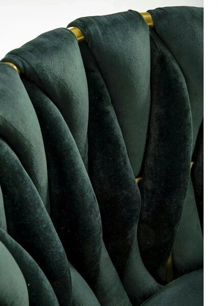 Scaun de dining K517, verde inchis/auriu, stofa catifelata/metal, 57x6