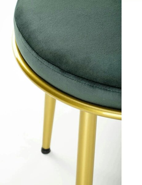 Scaun de dining K517, verde inchis/auriu, stofa catifelata/metal, 57x6