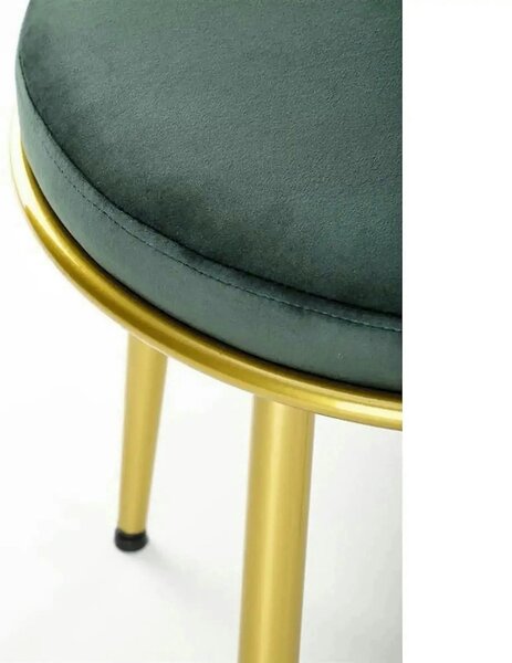 Scaun de dining K517, verde inchis/auriu, stofa catifelata/metal, 57x6