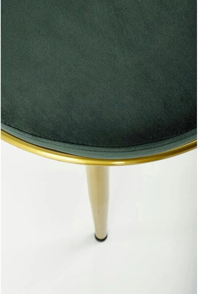 Scaun de dining K517, verde inchis/auriu, stofa catifelata/metal, 57x6