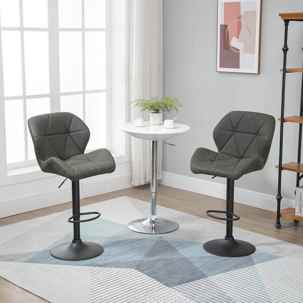 HOMCOM Set 2 Scaune de Bar Reglabile, Design Modern, Piele Ecologică, Gri, Confort Superior | Aosom Romania