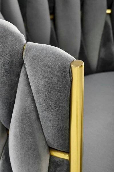 Scaun de dining K517, gri/auriu, stofa catifelata/metal, 57x60x79 cm