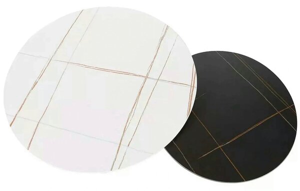 Set 2 masute cafea FERRANTE B, alb/negru, ceramica/metal