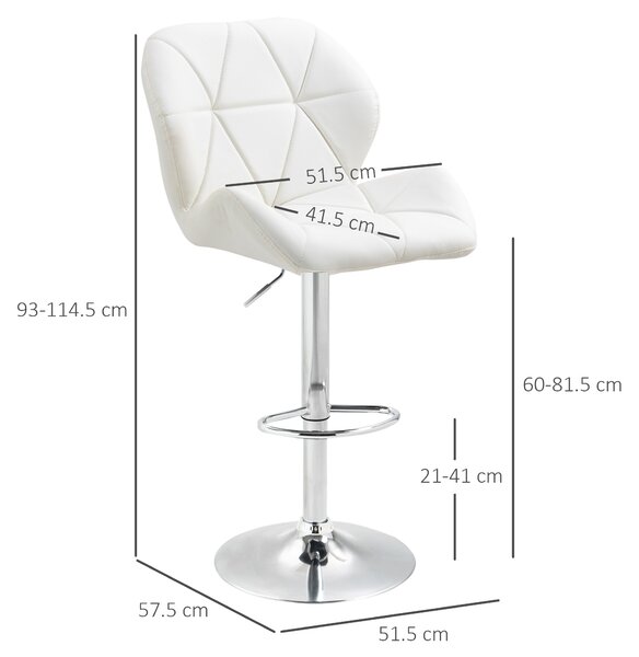 HOMCOM Set 2 Scaune de Bar Pivotante, Design Contemporan, Albe, Elegante și Confortabile | Aosom Romania