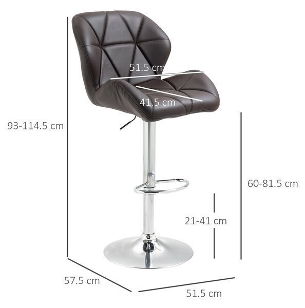 Set 2 scaune bar rotative, inaltime reglabila, Suport pentru picioare, maro 51,5x57,5x93-114,5cm HOMCOM | Aosom Romania