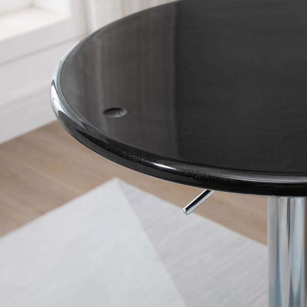 HOMCOM Masă Rotundă Bar cu Plan Rotativ, Înălțime Ajustabilă, Oțel, Φ61x76-97cm, Negru | Aosom Romania