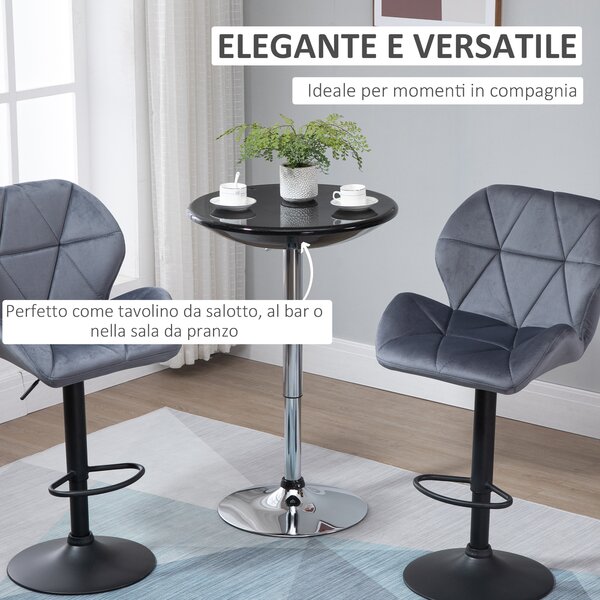 HOMCOM Masă Rotundă Bar cu Plan Rotativ, Înălțime Ajustabilă, Oțel, Φ61x76-97cm, Negru | Aosom Romania