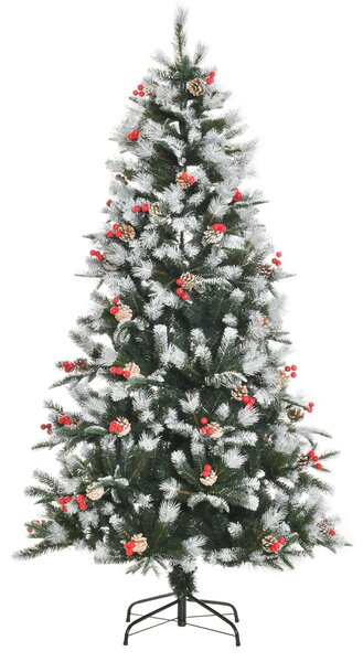 HOMCOM Brad de Craciun cu zapada, decoratiune de craciun, brad verde, brad artificial 109x109x180cm | Aosom Romania