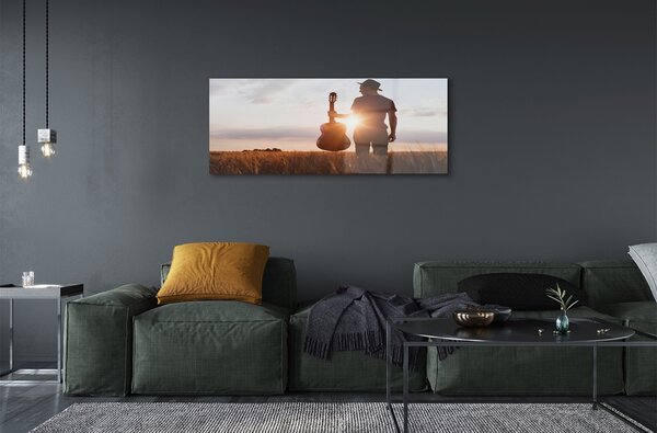 Tablouri pe sticlă om chitară