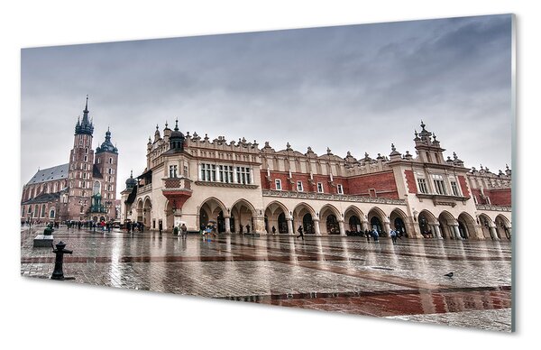 Tablouri pe sticlă ploaie Cracovia Biserica stofe