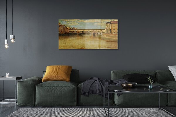 Tablouri pe sticlă clădiri Italia Râul Poduri