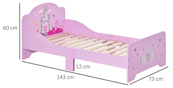 HOMCOM Pat Copii Design Sigur cu Margini Rotunjite și Sine Laterale, 3-6 Ani, 143x73x60cm | Aosom Romania