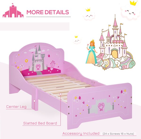 HOMCOM Pat Copii Design Sigur cu Margini Rotunjite și Sine Laterale, 3-6 Ani, 143x73x60cm | Aosom Romania