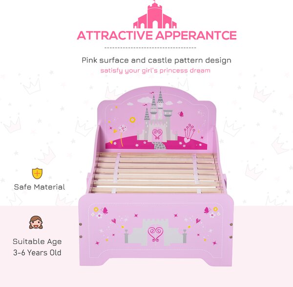 HOMCOM Pat Copii Design Sigur cu Margini Rotunjite și Sine Laterale, 3-6 Ani, 143x73x60cm | Aosom Romania