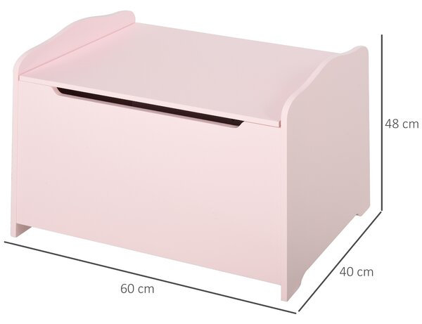 HOMCOM Bancă Depozitare Jucării Copii, Capac Pneumatic, Lemn, 60x40x48cm, Roz | Aosom Romania