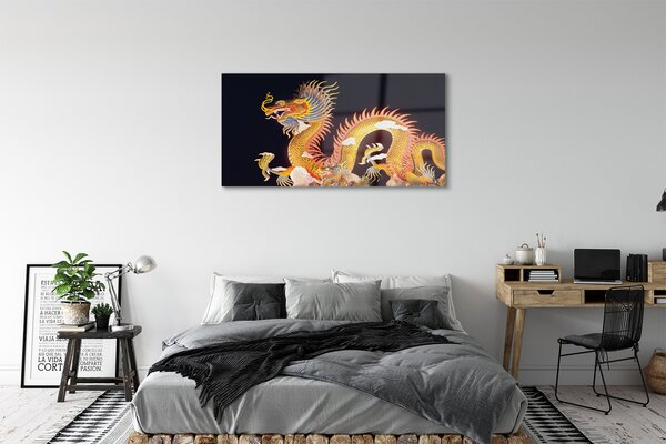 Tablouri pe sticlă Aur japoneză Dragon