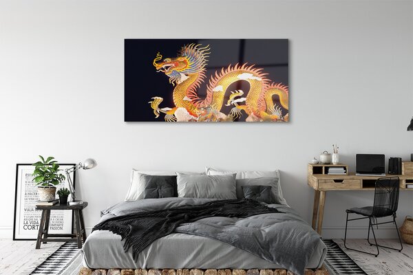 Tablouri pe sticlă Aur japoneză Dragon