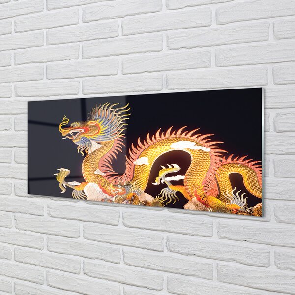 Tablouri pe sticlă Aur japoneză Dragon