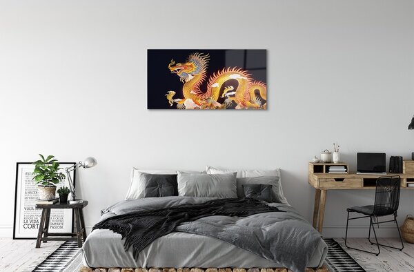 Tablouri pe sticlă Aur japoneză Dragon