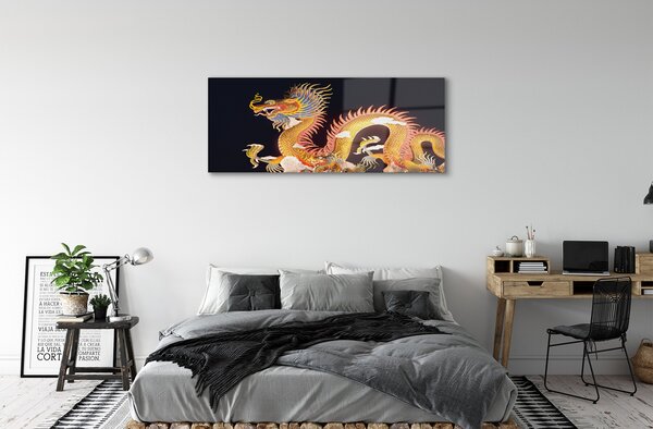 Tablouri pe sticlă Aur japoneză Dragon