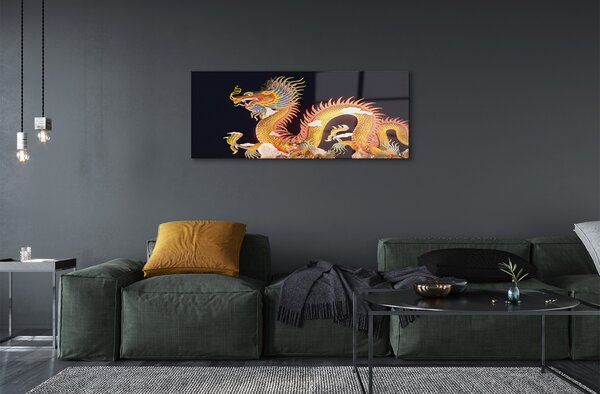 Tablouri pe sticlă Aur japoneză Dragon