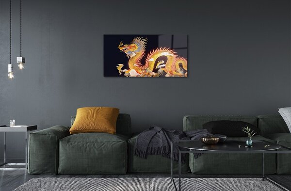 Tablouri pe sticlă Aur japoneză Dragon