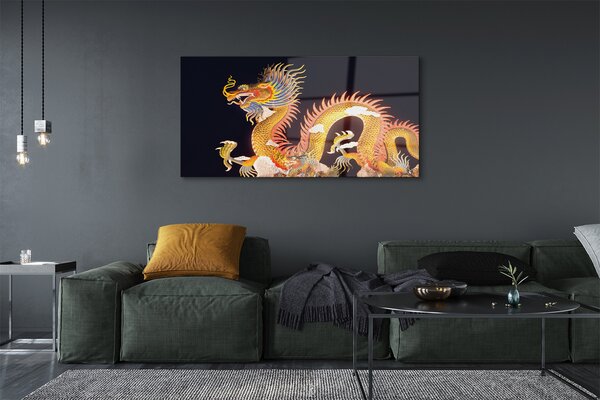 Tablouri pe sticlă Aur japoneză Dragon