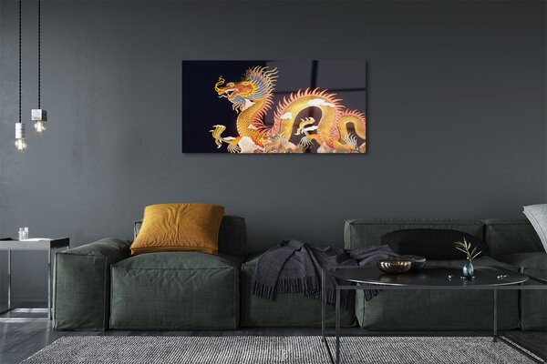 Tablouri pe sticlă Aur japoneză Dragon