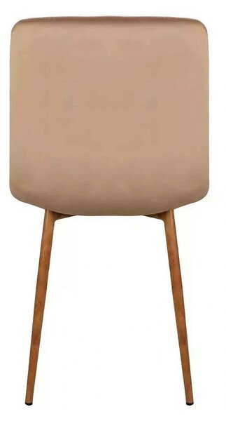 Scaun tapitat MILA D, bej deschis/stejar, stofa catifelata/metal, 45x4