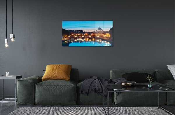 Tablouri pe sticlă poduri fluviale Roma Sunset