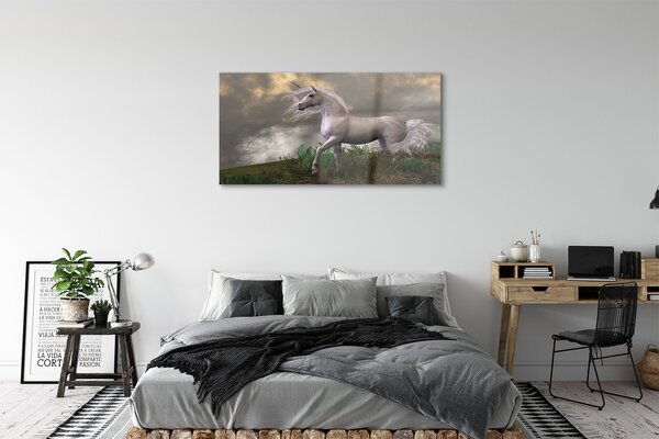 Tablouri pe sticlă nori Unicorn