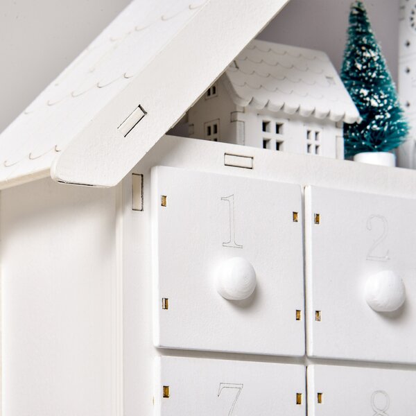 Calendar de Advent, Calendar din Lemn cu 24 sertare, decoratiune de craciun cu lumini HOMCOM | Aosom Romania