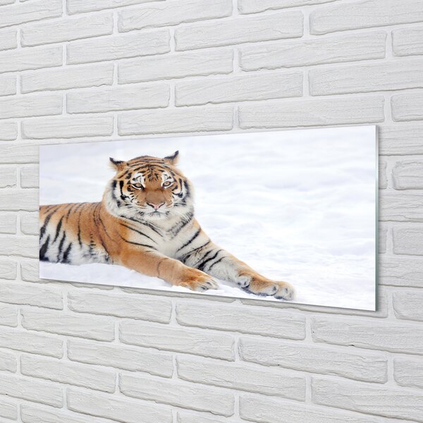 Tablouri pe sticlă Tiger de iarnă