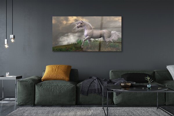 Tablouri pe sticlă nori Unicorn