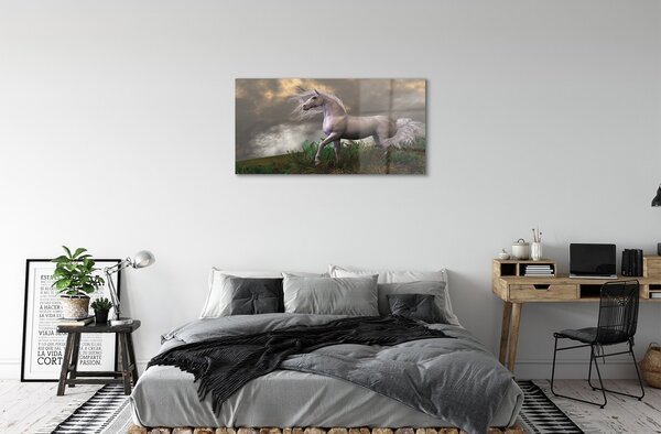 Tablouri pe sticlă nori Unicorn