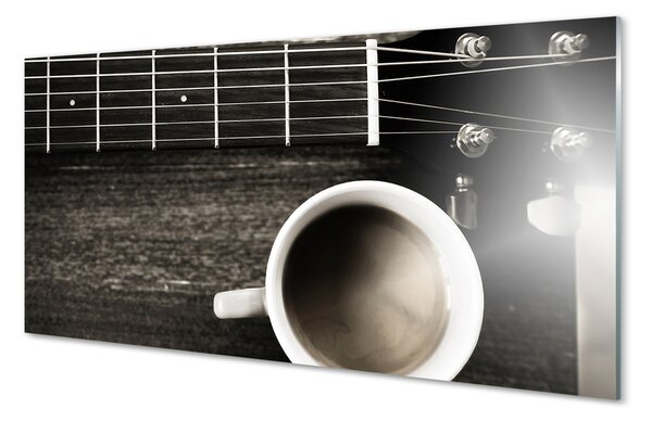 Tablouri pe sticlă chitara cafea
